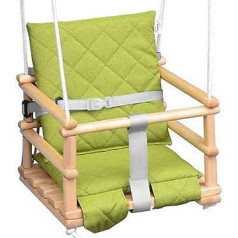 Wooden Baby Swing, Children's Swing, Swing for Children Swing 3-in-1 + Safety Belt, Toddler Swing, Baby Swing and Swing Seat, Children's Swing Wooden Indoor Outdoor (Green)