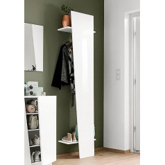 Dmora Vertical Coat Rack, Made in Italy, with Clothes Rail, Two Shelves, Furniture for Hallway, Modern Entrance Hall, 50 x 30 x 200 cm, Glossy White Colour