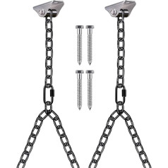 BeneLabel Heavy Duty Porch Swing Chain Set with Silent Hangers, Hammock Chair Hardware for Indoor and Outdoor Hammock Chairs, Punch Bags and More, Easy Installation, Rustproof,