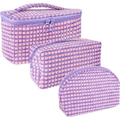 Fycyko Toiletry Bag, Large Travel Makeup Bag, Cosmetic Bag, Portable Travel Toiletry Bag, Makeup Organiser, Storage Bag for Women, Girls, Kids, 3 Pieces, Purple, Cosmetic bag