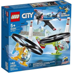 LEGO City Air Race 60260 Flying Helicopter Toy, Features 2 Ripcord Helicopters, Stunt Plane Aircraft Toy, 2 Pylons, Plus Rivera, Xtreme and Vitarush Pilot Minifigures, New 2020 (140 Pieces)