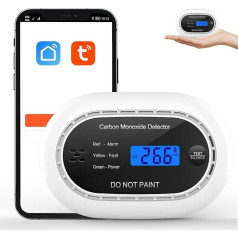 XINDUM 10 Years Carbon Monoxide Detector, Smart Carbon Monoxide Detector with APP, 2.4GHz Wi-Fi, CE Certified EN50291 Standard CO Detector, LCD Display, 85dB Acoustic Alarm, Sealed Lithium Battery