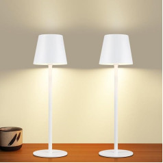 meoaow Table Lamp Battery Bedside Lamp LED Set of 2 - Wireless 2600 mhA Outdoor Table Lamp Rechargeable Table Lamp Touch Dimmable Battery Bedside Lamp USB Battery Light for Living Room White