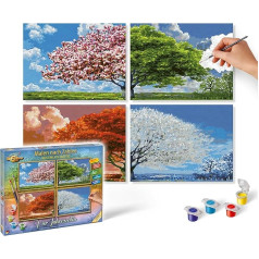 Schipper Quattro 609340902 Painting by Numbers - Four Seasons - Painting Pictures for Adults, Includes Brush and Acrylic Paints, 18 x 24 cm Each