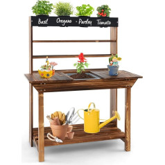 HOMASIS Mud Kitchen Children's Outdoor Plant Table Wooden Children's Kitchen with Removable Sink / Board / 4 Flower Pots, Play Kitchen Children, Plant Bench, Garden Play Kitchen Set for Children from