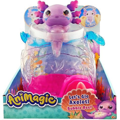 Animagic Let's Glo Axolotl Aquarium, Interactive Toy for Children from 4 Years, for Carrying Electronic and Illuminated Pet, Includes Aquarium and a Purple Axolotl