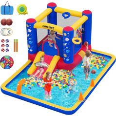 Bouncy Castle Outdoor with Blower 381 x 292 x 180 cm, Children's Bouncy Castle Blower Bouncy Castle House Water Park with Water Gun, Jumping, Basketball Tyres, for Backyard, Outdoor, Indoor