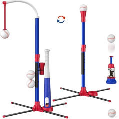 3-in-1 Baseball Set for Children 3-5, T Ball Sets Tee Ball Stand with Hanging Tea, Ball Launcher and 6 Soft Balls, Adjustable Height, Indoor/Outdoor Sports Toy Gifts for Boys, Blue