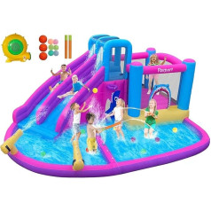 Bouncy Castle Outdoor with Fan 545 x 365 x 218 cm Bouncy Castles Children Inflatable Bouncy Castle Outdoor XXL Outdoor for Adults Large Bouncy Castle with Slide Suitable for Children Pink
