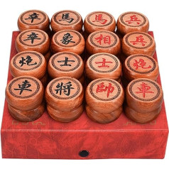 Traditional Chinese Xiangqi for 2 Players, Portable Chinese Travel Chess Board Game Set with Beech Wood Figures and Leather Chess Board