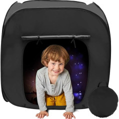 Kids Tent Cabin Indoor Outdoor Portable Sensory Blackout Tent for Kids, 90cm Pop Up Blackout Tent for Kids with Carry Bag