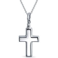 Brauchize Large Cross Locket Pendant for Women for Men Memorial Cremation Urn Holder Necklace for Ashes Sterling Silver