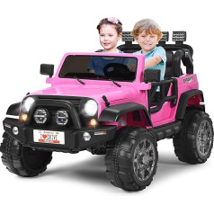 DREAMADE Electric Car for Children, 2-Seater Children's Electric Car with 2.4 GHz Remote Control & LED Light & Music & USB, 12 V Electric Vehicles for Children from 3 Years (Pink)