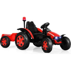 DREAMADE Electric Tractor for Children, Children's Tractor Electric with Removable Trailer & Remote Control, Pedal Tractor with LED Lights, Music, Horn & USB, for Children from 3 Years (Red)