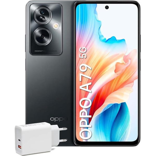 OPPO A79 5G 8 + 256 GB, Android Smartphone without Contract, 90 Hz 6.72 Inch LCD, 50 MP Rear View Camera, Google Play, NFC, GPS, Dual SIM Simlock-Free, Black, Mobile Phone