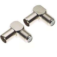 Coaxial Cable Angled Connector 2pcs 75ohm F Type 90 Degree Male L Shape RF Adapter for Mounted TV DVD Satellite Receiver F Type Cable Connector for Tight Curve
