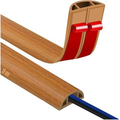 Cable Duct Self-Adhesive Floor Cable Bridge 3M Wood Grain Floor Cable Duct Flexible PVC Floor Cable Protection Cable Cover for Office, Concert etc., Cable Protection and Prevention of Tripping Hazards