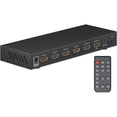 goobay 58478 HDMI Matrix Switch 4 to 2 / Matrix Switch Splitter 4K @ 30Hz / with Remote Control for Blu Ray Player, Xbox, PS5 and TV / 4 in 2 Out Switch