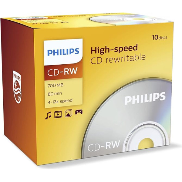 Philips CDRW-80 (12x) 10pk Slim Jewel Case