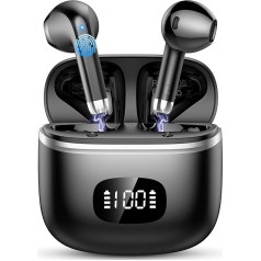 Bluetooth Headphones, Wireless Bluetooth 5.3 Headphones with 4 ENC Noise Cancelling Mic, In-Ear HiFi Stereo, 40 Hours Playtime, LED Display, USB-C, Earphones Bluetooth for Work, Game, Sports