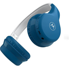 Motorola Sound Moto JR300 Bluetooth Children's Headphones with Volume Limit and Audio Splitter - Blue/Grey