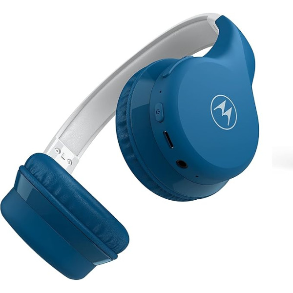 Motorola Sound Moto JR300 Bluetooth Children's Headphones with Volume Limit and Audio Splitter - Blue/Grey