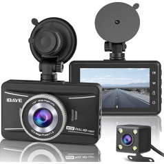 IBAYE Dash Cam Car Front and Rear 1080P Full HD Car Camera Dual Dash Cam with 3.0 Inch LCD Display, Dash Cam for Cars 170° Wide Angle, G-Sensor, Loop Recording, Parking Monitoring, Night Vision, WDR