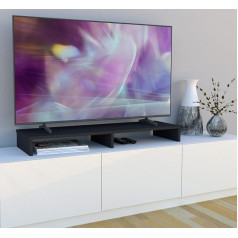 Henor Monitor Stand TV Screen Riser in FSC® Wood 100 x 26.5 x 12 cm Supports 90 kg Graphite