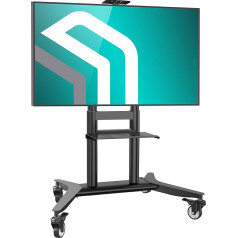 ONKRON Universal TV Stand Rollable for 55-90 Inch TV up to 75 kg, TV Stand Height Adjustable Max 800 x 600 VESA Stand TV Trolley / Mobile TV Stand with Wheels Black TS1871-B
