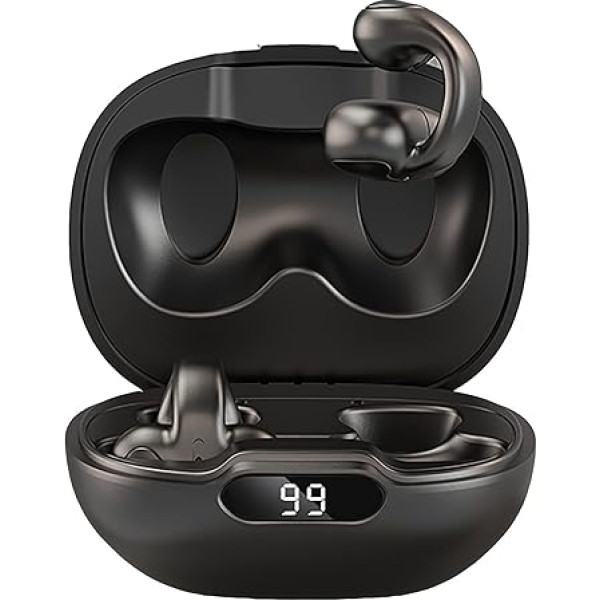 Open Ear Headphones Bluetooth Air Line Bone Sound Sports Headphones Waterproof Gym Headphones Bluetooth with Mic Clip On Earphones Noise Cancelling Wireless Earbuds with Ear Hook for Sports Running