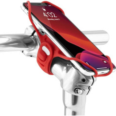 Bone Mobile Phone Holder Bicycle for Stem Mount, Shock Absorber Phone Holder Road Racing and Touring Bike, Bicycle Phone Holder for Smartphone 4.7-7.2 Inch iPhone, Samsung, Bike Tie Pro 3, Red