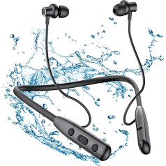 SOPPY Bluetooth 5.3 Headphones Sport in Ear Wireless Sports Headphones Magnetic Earphones Neckband Headphones with Microphone/IPX6 Waterproof/30 Hours Playtime/Noise Reduction, Black