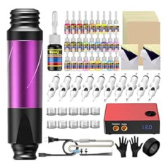 Solong Tattoo -Exclusive Kit Innovative Hybrid Machine, CE Certified Needles, Various Inks and Comprehensive Accessories - Temporary Tattoos Included