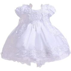 Neugeborenes Taufkleid, Halbarm-Taufkleid aus Spitze mit atmungsaktiver Kapuze aus Baumwolle