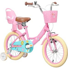 Glerc Maggie 12 14 16 Inch Children's Bicycle for 2-7 Years Girls Bicycle Old with Doll Seat & Stabilisers, Various Colours