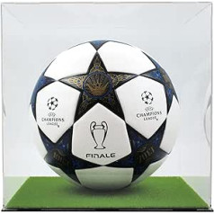 Acrylic Football Display Case with Lawn Base and Cube Storage Cabinet for Displaying Footballs, Collectibles, Souvenirs, Toys etc