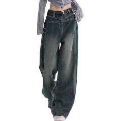 Kobilee Women's Trousers, Wide Leg Light Blue Bootcut Jeans, Baggy Black Grey Cargo Trousers, Boyfriend High Waist Jeggings, Y2K Aesthetic Flared Dungarees, Bright Streetwear, Cargo Trousers, Fashion