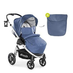 Hauck Saturn R All-Terrain Sport Pram + Leg Cover, Rotatable, up to 25 kg, XL Hood, Cup Holder, Height-Adjustable, Compact Foldable, Compatible with Baby Carrycot & Baby Seat