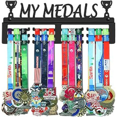 WEBIN My Medals Medal Hanger Holder Display Rack Black Super Hard Steel Metal Wall Mounted Over 50 Medals