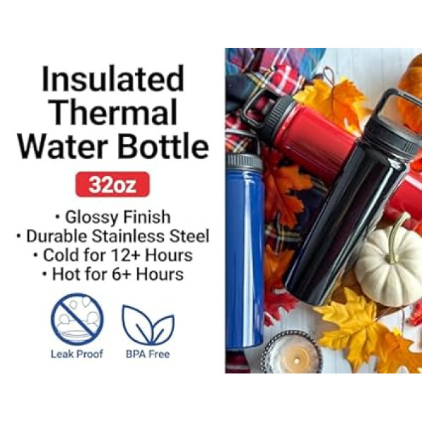 R and R Imports NC State Wolfpack Trinkflasche mit Gravur, doppelwandig, Edelstahl, 900 ml, Rot