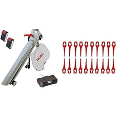 IKRA 74003200 Battery 3-in-1 Leaf Blower ICBV 2/20 Includes 2x Batteries and Double Quick Charger, 40 V, Grey/Red & 15130190 Suitable for IART 2520 & IAT 20-1M Nyl. On-Knife Set Pack of 0