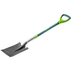 VERTO Gardening Spade Straight Spade with Root Saw 125 cm Length Shovel for Hard, Stony Soils Fibreglass Handle, Hardened Head, Non-Slip Handle, Professional T-Rex