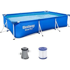 Bestway Steel Pro Frame Pool Set with Filter Pump 300 x 201 x 66 cm, Blue, Square