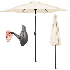 Sunmer 2.7 m Parasol Garden Umbrella Sun Protection Polyester 180 g/m² (UV 30+) Crank Mechanism Pole Width Diameter 38 mm Base, Ivory-coloured