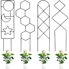 Singwow 4 x Small Metal Mesh for Potted Plants, 40cm Garden Trellis for Indoor Plants, Decorative Plant Support for Climbing Plants (Pack of 4)