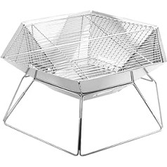 QWORK Foldable Camping Fire Bowl Fire Basket Stainless Steel for Garden Camping Outdoor Activities (Hexagon)