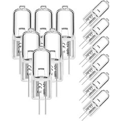 Jaenmsa Pack of 12 G4 Halogen Bulbs 10 W 12 V 2800 K 2 Pin Clear Capsule Lamps for Cooker Hoods Kitchen Living Room Bedroom Warm White