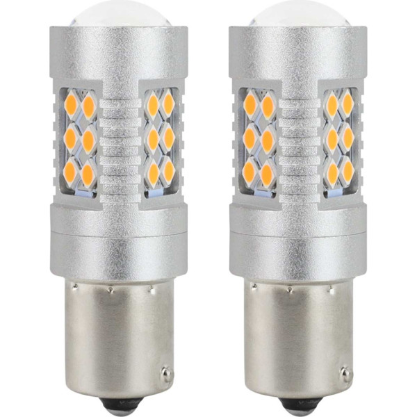 LED bulbs canbus bau15s py21w orange amber 12v 24v amio-02580