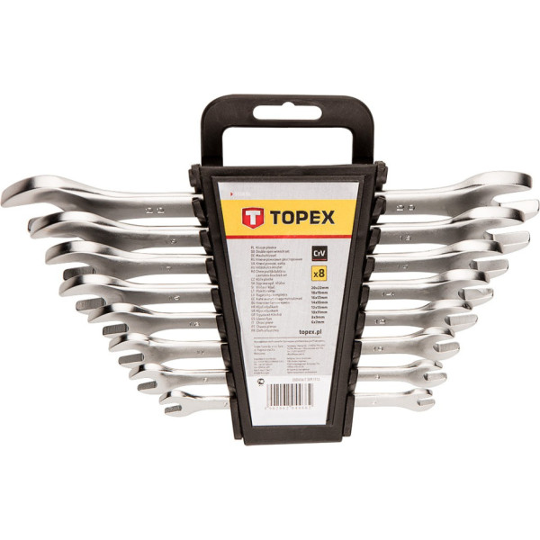 Topex Double-sided open-end wrenches 6-22 mm, set of 8 pcs.