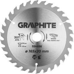 Graphite Saw blade, plunge cut saw, Widia, 165 x 1.5 x 2.6 x 20 mm, 30 teeth